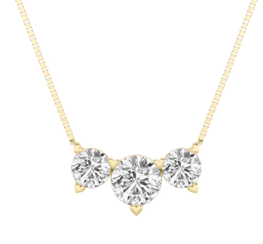 LAB GROWN ROUND DIAMONDS 2ctw THREE STONE NECKLACE