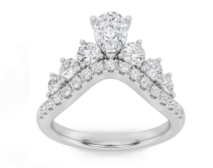 LAB GROWN PEAR AND ROUND DIAMONDS 1 1/2ctw PRONG SET ENHANCER RING