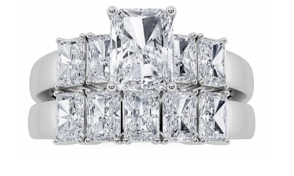 LAB GROWN RADIANT DIAMONDS 2 1/2ctw TWO PIECE WEDDING SET