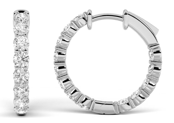 LAB GROWN ROUND DIAMONDS 7ctw INSIDE/OUTSIDE HOOP EARRINGS