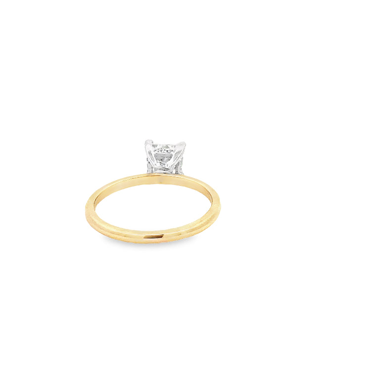 LAB GROWN PRINCESS &amp; ROUND DIAMOND 0.85ctw SOLITAIRE ENGAGEMENT RING