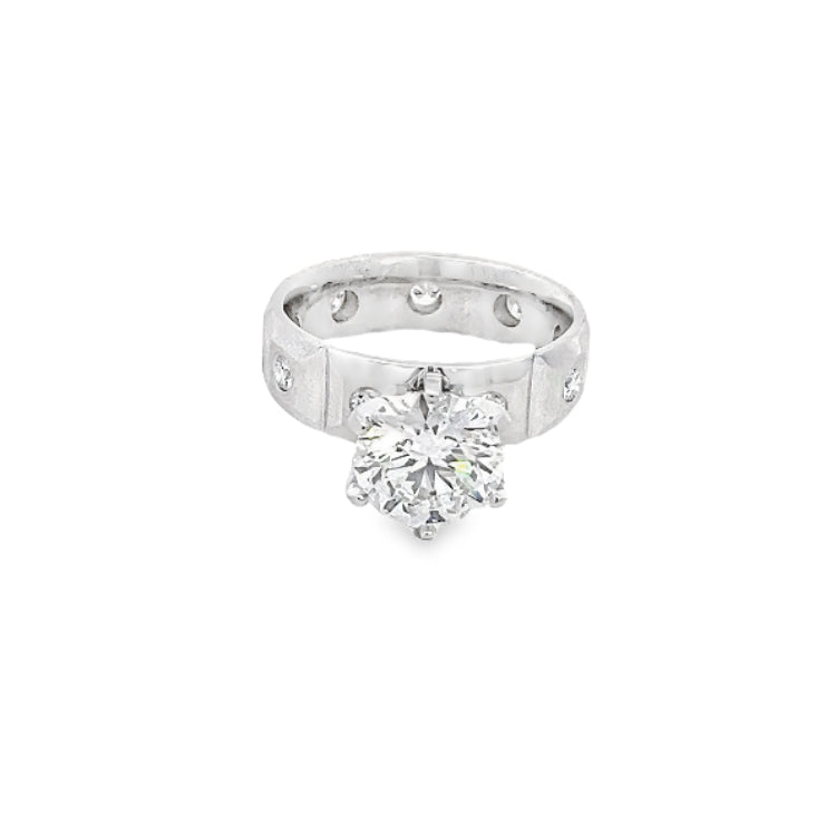 LAB GROUND ROUND DIAMONDS 3ctw FLUSH SET RING