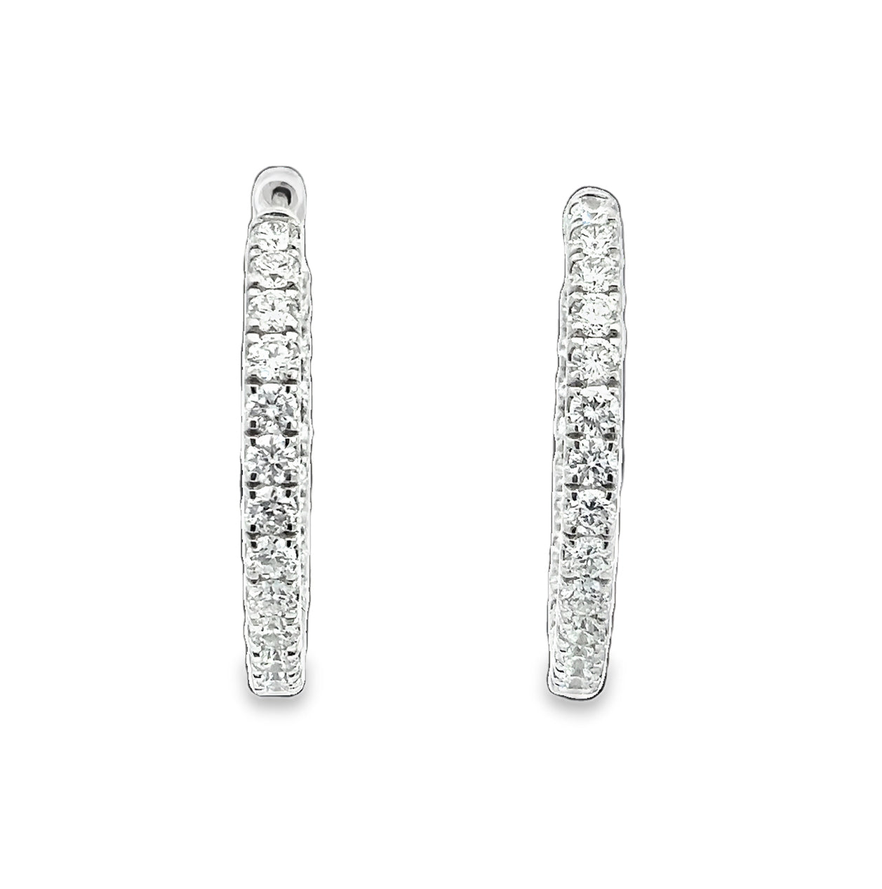 LAB GROWN ROUND DIAMONDS (50) 2.95CTW INSIDE-OUT HOOP EARRINGS