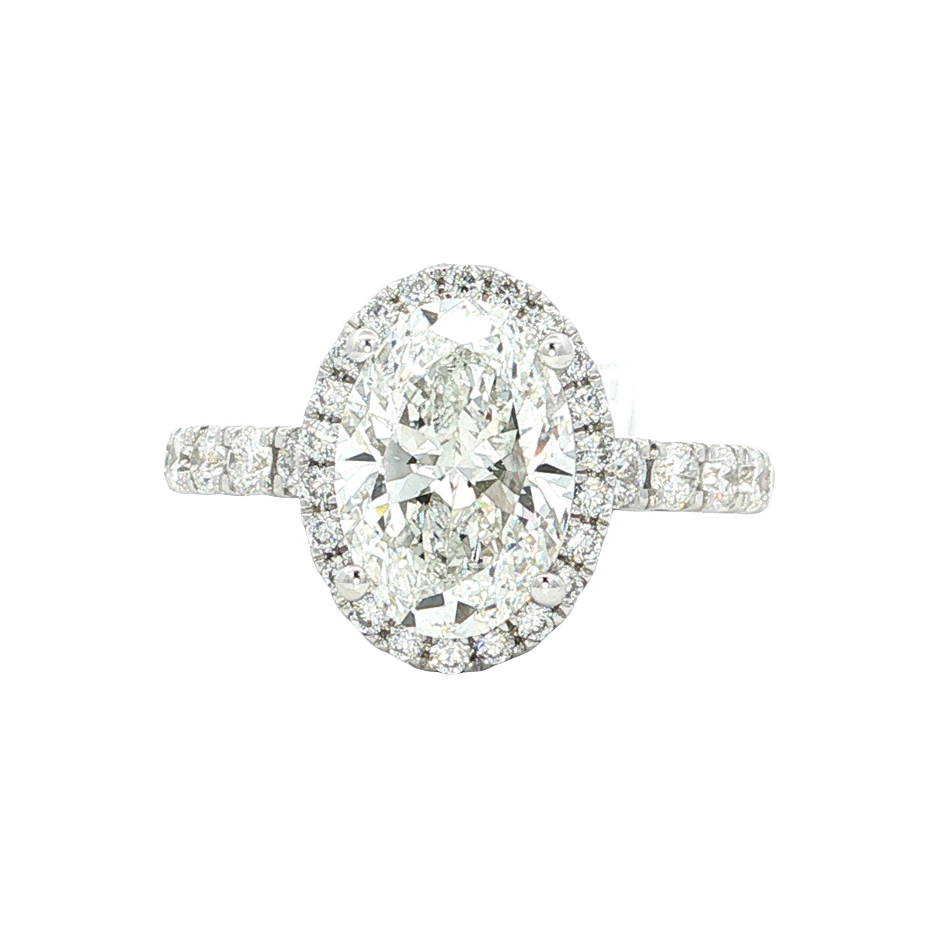 LAB GROWN OVAL AND ROUND DIAMONDS 2.66ctw HALO RING