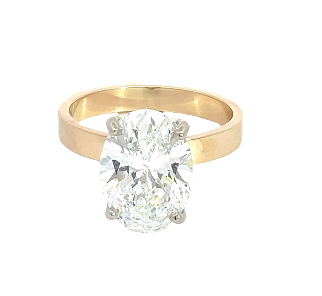LAB GROWN OVAL DIAMOND 4.05ct SOLITAIRE ENGAGEMENT RING