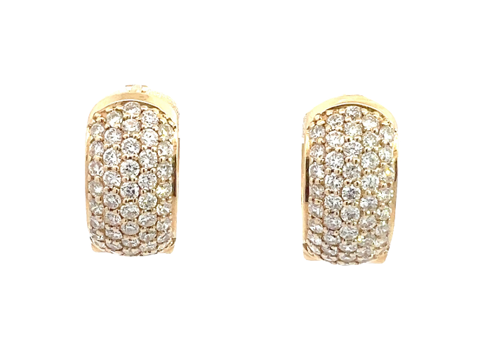 LAB GROWN ROUND DIAMONDS 1.17ctw PAVE HOOP EARRINGS