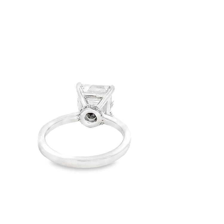 LAB GROWN ASSHER & ROUND DIAMONDS 5.14ctw SOLITAIRE ENGAGEMENT RING