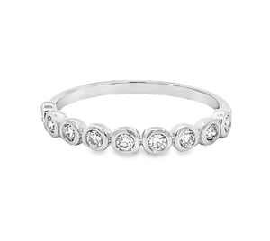 LAB GROWN ROUND 1/5CTW BEZEL SET WEDDING BAND 14KT WHITE GOLD