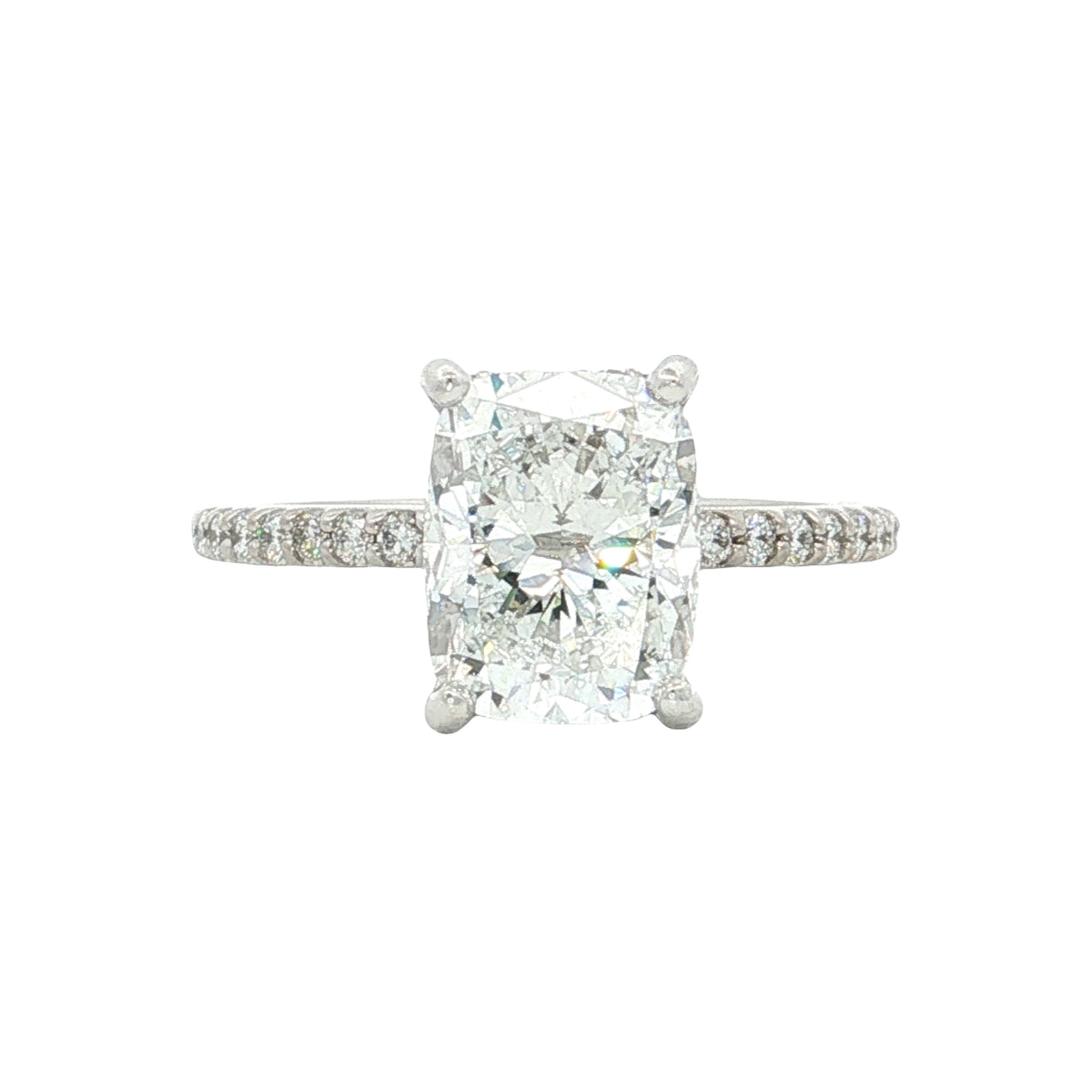 LAB GROWN CUSHION AND ROUND DIAMONDS 2.89ctw PRONG SET RING