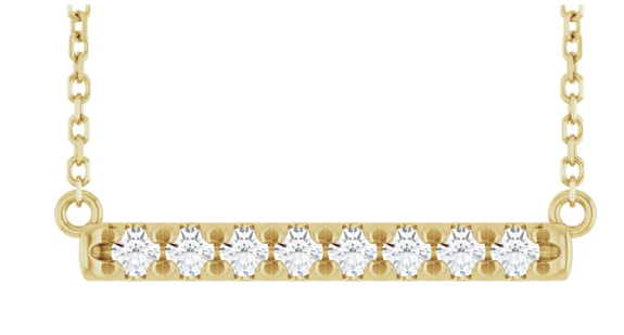 LAB GROWN ROUND DIAMONDS 1/8ctw BAR NECKLACE