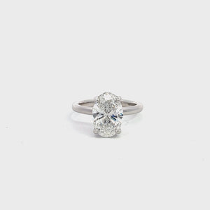 LAB GROWN OVAL & ROUND DIAMONDS 3.18ctw SOLITAIRE ENGAGEMENT RING