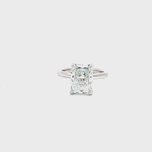 LAB GROWN RADIANT DIAMOND 4.16ctw UNDERHALO SOLITAIRE ENGAGEMENT RING