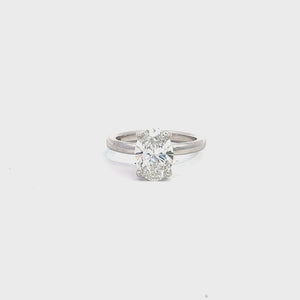 LAB GROWN OVAL & ROUND DIAMONDS 2.18ctw SOLITAIRE ENGAGEMENT RING