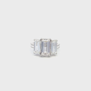 LAB GROWN BAGUETTE DIAMONDS 4.5ctw THREE STONE RING
