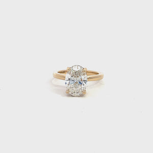 LAB GROWN OVAL DIAMOND 3.18ctw UNDERHALO SOLITAIRE ENGAGEMENT RING