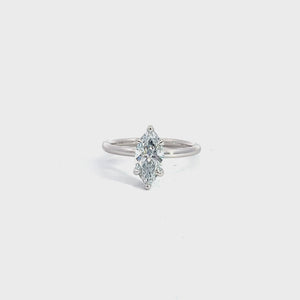 LAB GROWN MARQUISE & ROUND DIAMONDS 1.11ctw SOLITAIRE ENGAGEMENT RING