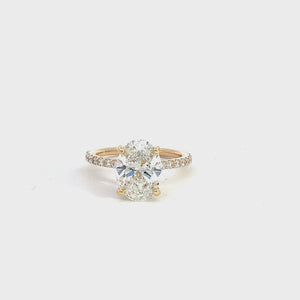 LAB GROWN OVAL DIAMOND 4.48ctw PRONG SET UNDERHALO RING