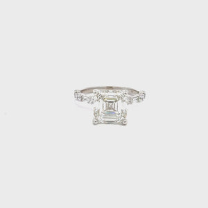 LAB GROWN ASCCHER, ROUND, & BAGUETTE DIAMONDS 4.82ctwPRONG SET RING