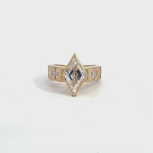 LAB GROWN LOZENGE & BAGUETTE DIAMONDS 4.10ctw CUSTOM RING