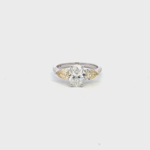 LAB GROWN OVAL & PEAR DIAMONDS 2.50ctw THREE STONE RING